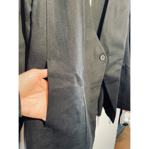 Amanda & Chelsea One Button Piped Ponte Knit Blazer in Black 2X - Picture 3 of 7